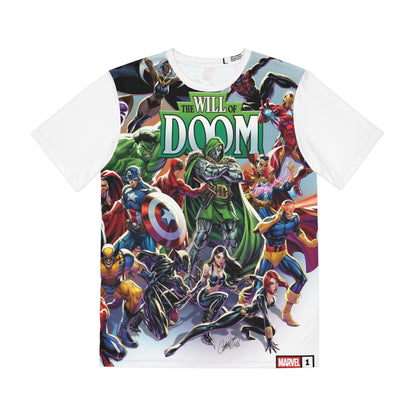 The Will of Doom All Over Print Tee (Polyester) - Captain America, Black Widow, Cyclops, Black Panther, Wolverine, Iron Man, Hulk - Marvel Comics