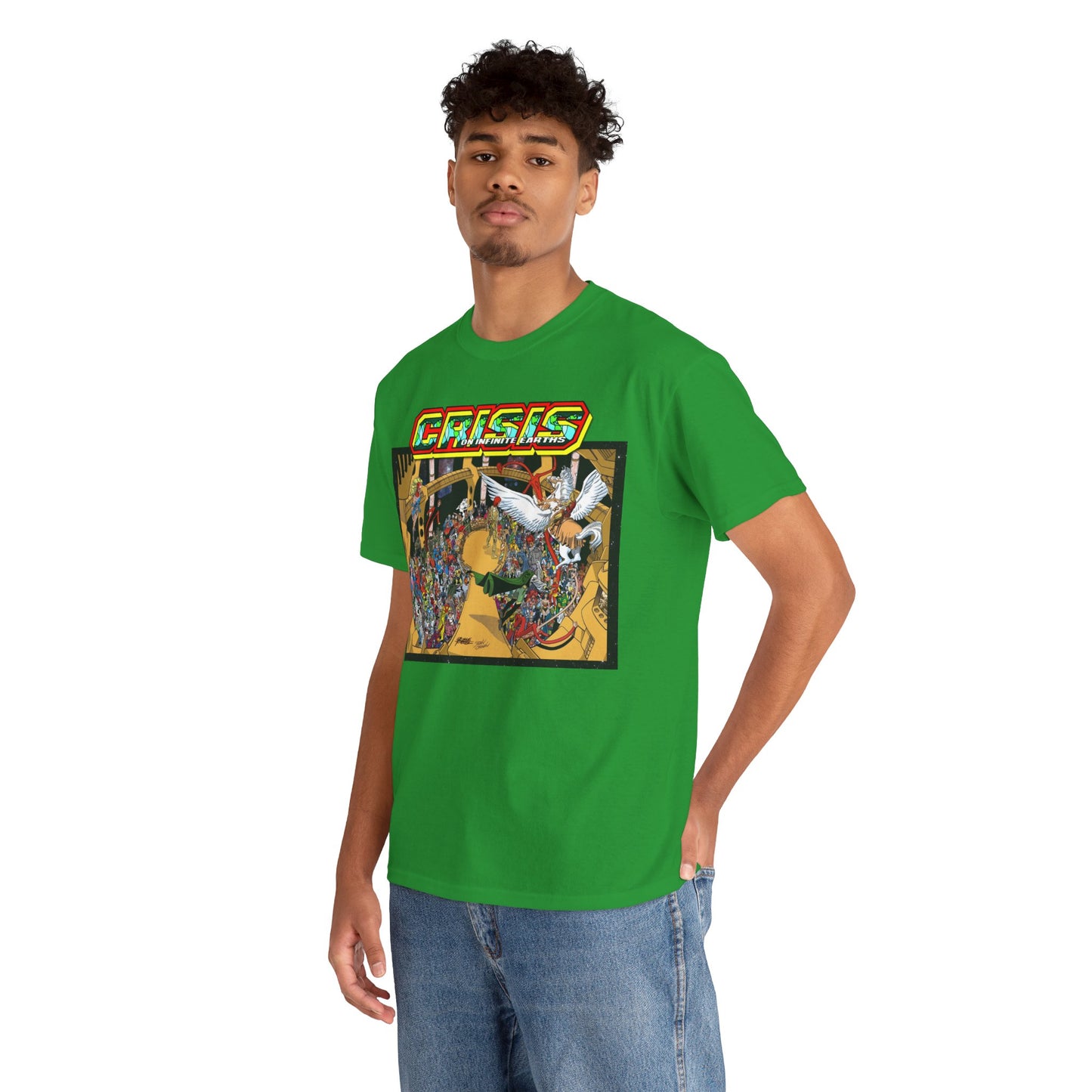 Crisis on Infinite Earths T-Shirt - George Perez & Jerry Ordway Art - The Monitor's Satellite - DC Comics