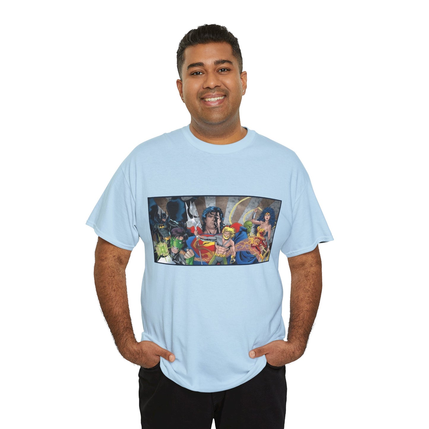 Justice League T-Shirt - Kevin Maguire Art - Superman, Wonder Woman, Flash, Aquaman, Green Lantern - DC Comics