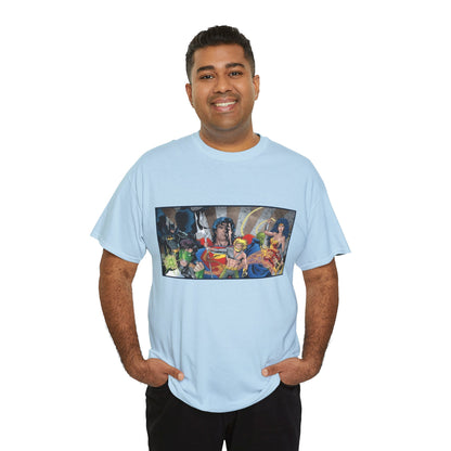 Justice League T-Shirt - Kevin Maguire Art - Superman, Wonder Woman, Flash, Aquaman, Green Lantern - DC Comics