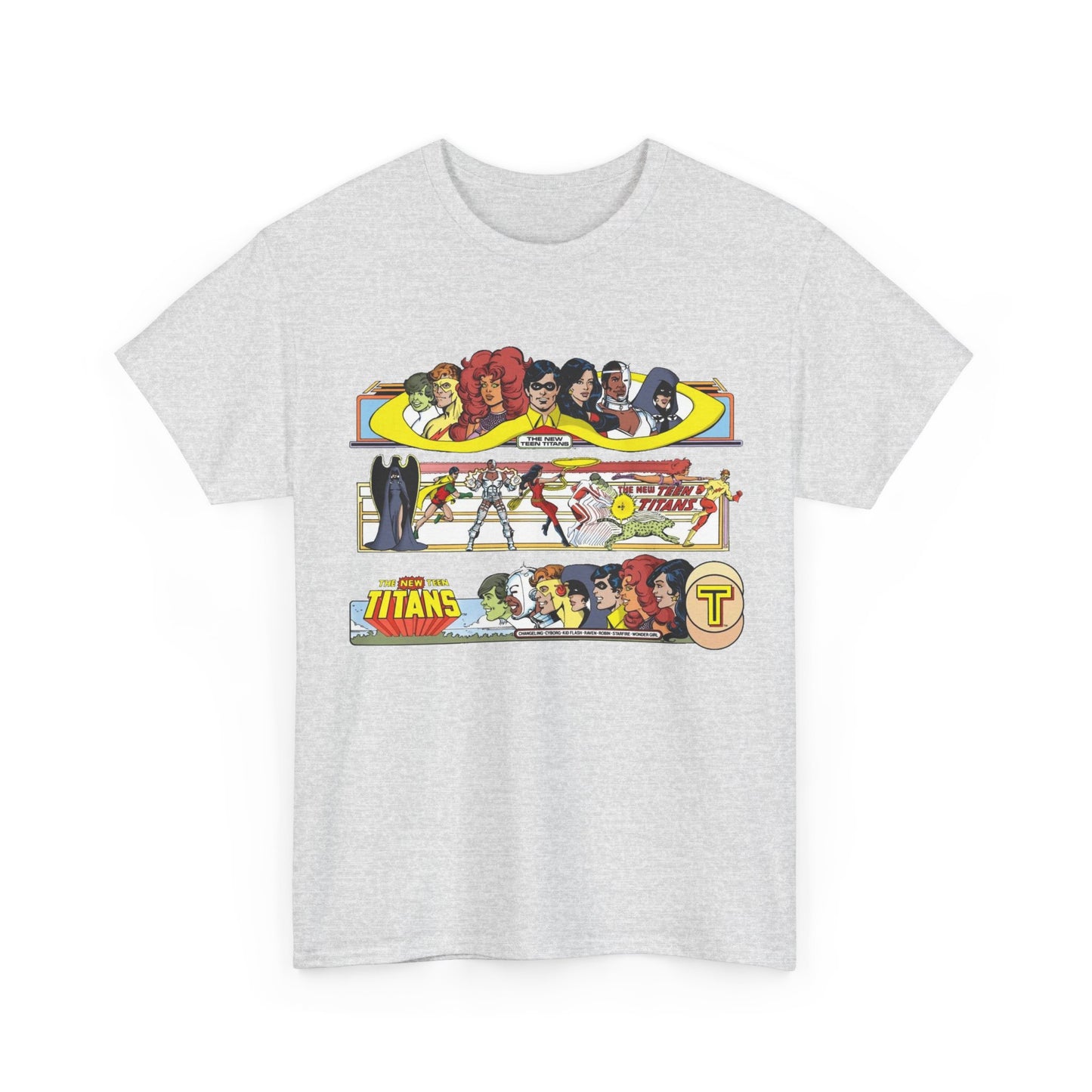 New Teen Titans T-Shirt - George Perez Art - 1980s Promotional Banners - Robin, Wonder Girl, Cyborg, Starfire - DC Comics