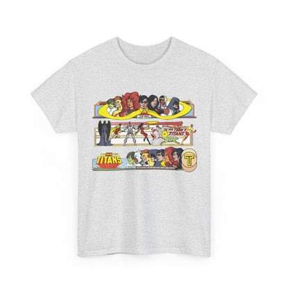 New Teen Titans T-Shirt - George Perez Art - 1980s Promotional Banners - Robin, Wonder Girl, Cyborg, Starfire - DC Comics