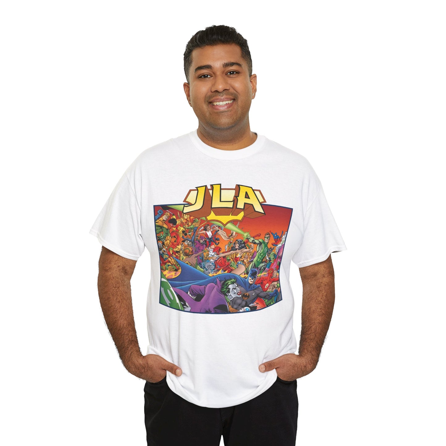 JLA: The Nail T-Shirt - Alan Davis Art - Green Lantern, Batman, Wonder Woman, Flash - DC Comics