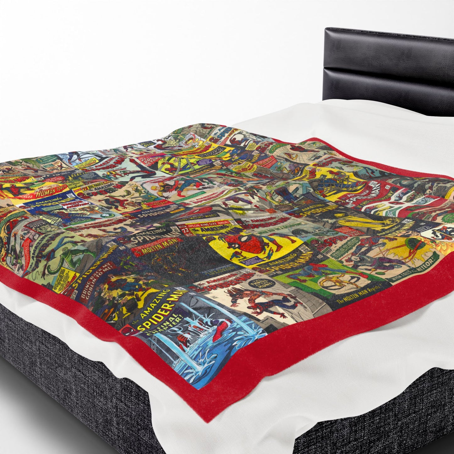 Amazing Spider-Man Velveteen Plush Blanket 60x80" - Steve Ditko Art - Classic Silver Age Covers - Peter Parker - Marvel Comics