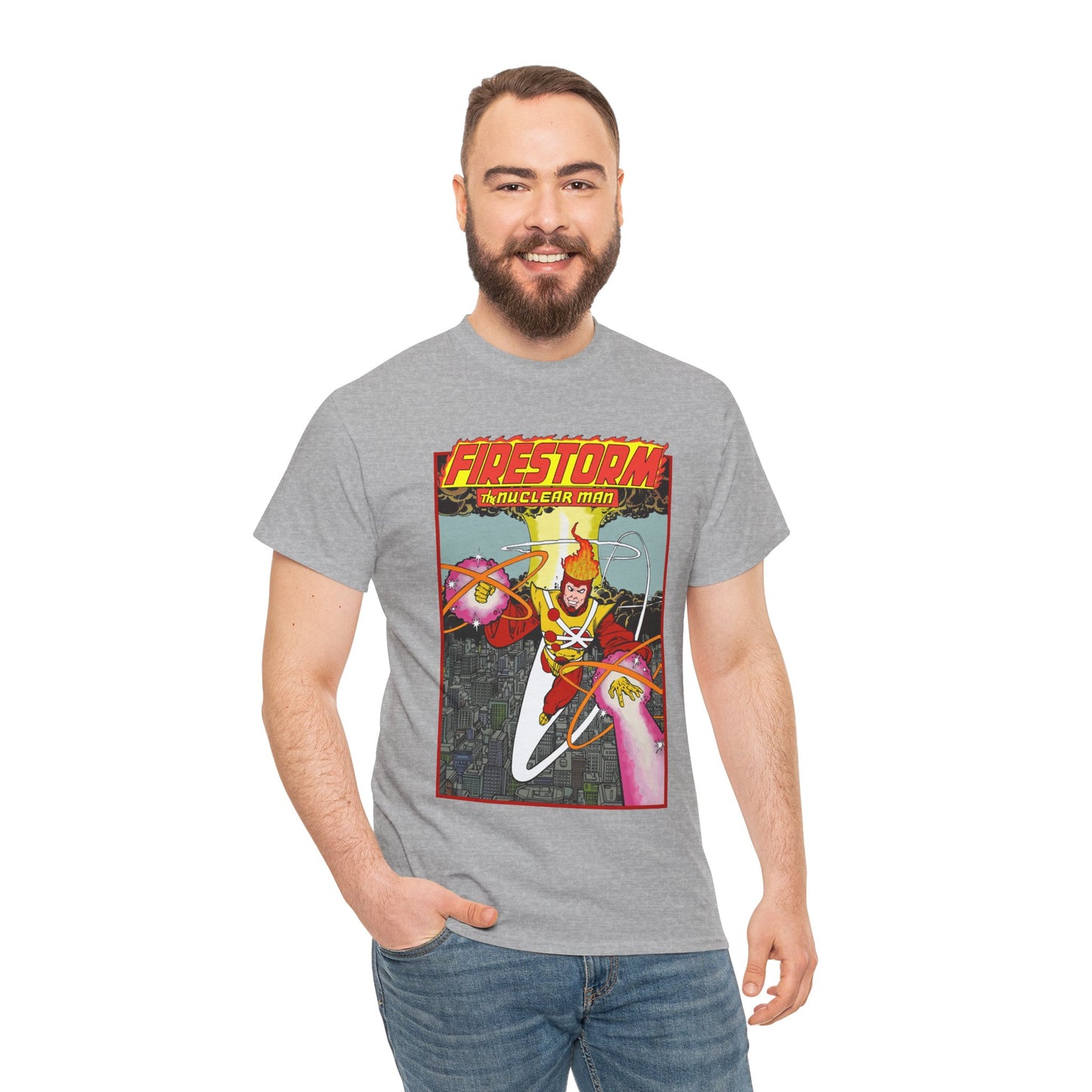 Firestorm the Nuclear Man T-Shirt - George Perez JLA Postcard Art 1980s - DC Comics - Justice League of America Member