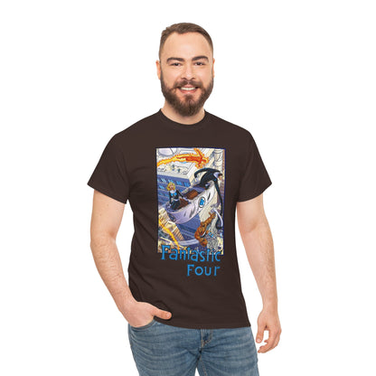 Fantastic Four T-Shirt - John Byrne Art - Invisible Woman, Thing, Human Torch, Reed Richards - Fantasticar, Baxter Building - Marvel Comics