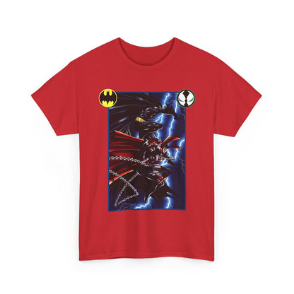 Batman & Spawn T-Shirt - Todd McFarlane Art - Gotham City, Frank Miller Story - DC Comics & Image Comics
