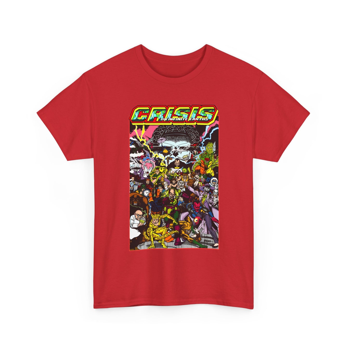 Crisis on Infinite Earths T-Shirt - DC Comics - George Perez Art - Joker, Lex Luthor, Cheetah, Solomon Grundy, Black Adam, Deathstroke, Validus - #9 Cover - DC Comics