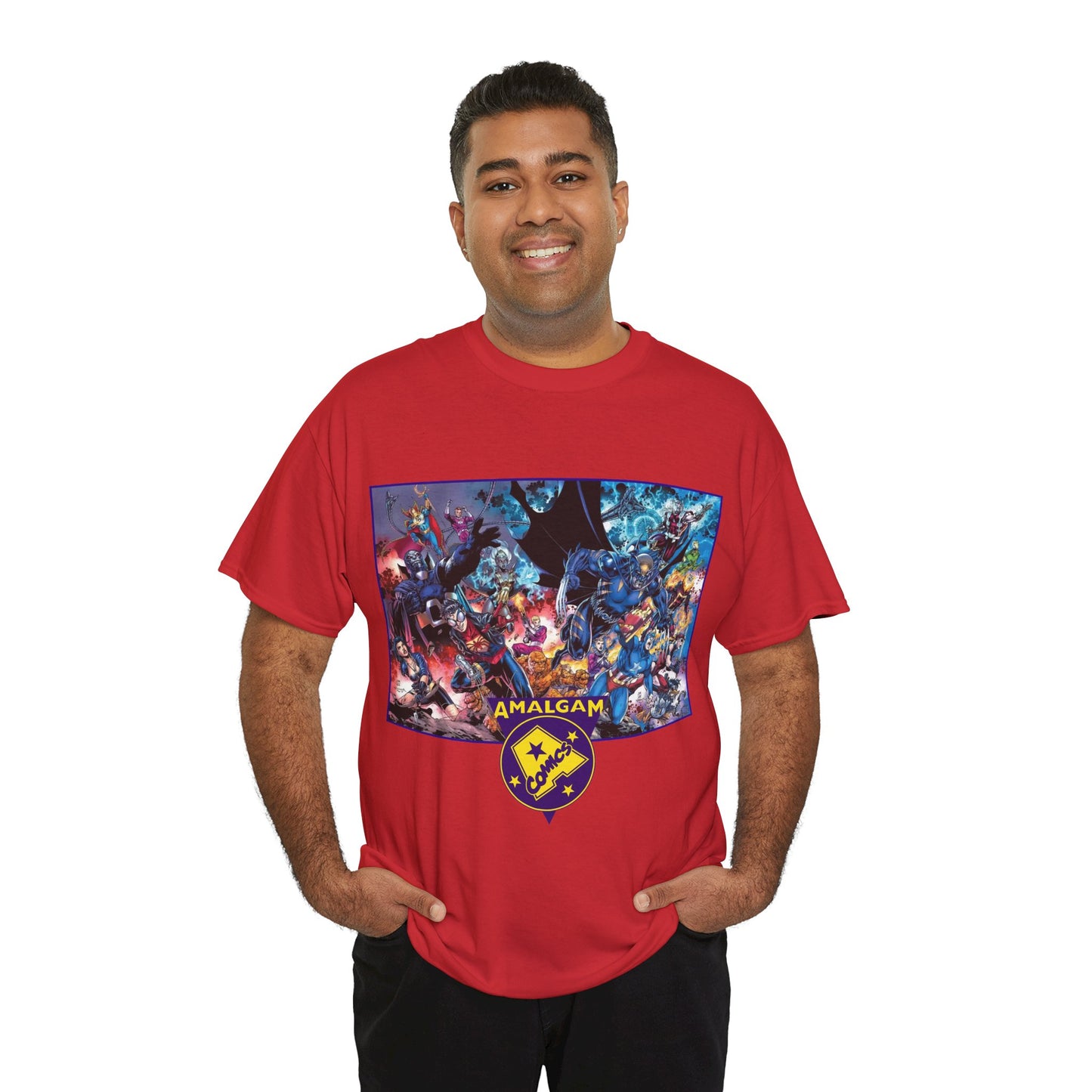 Amalgam T-Shirt - DC Vs Marvel Comics - 1990s - Jim Lee Art - Dark Claw, Amazon, Super Soldier, Spiderboy, Speed Demon
