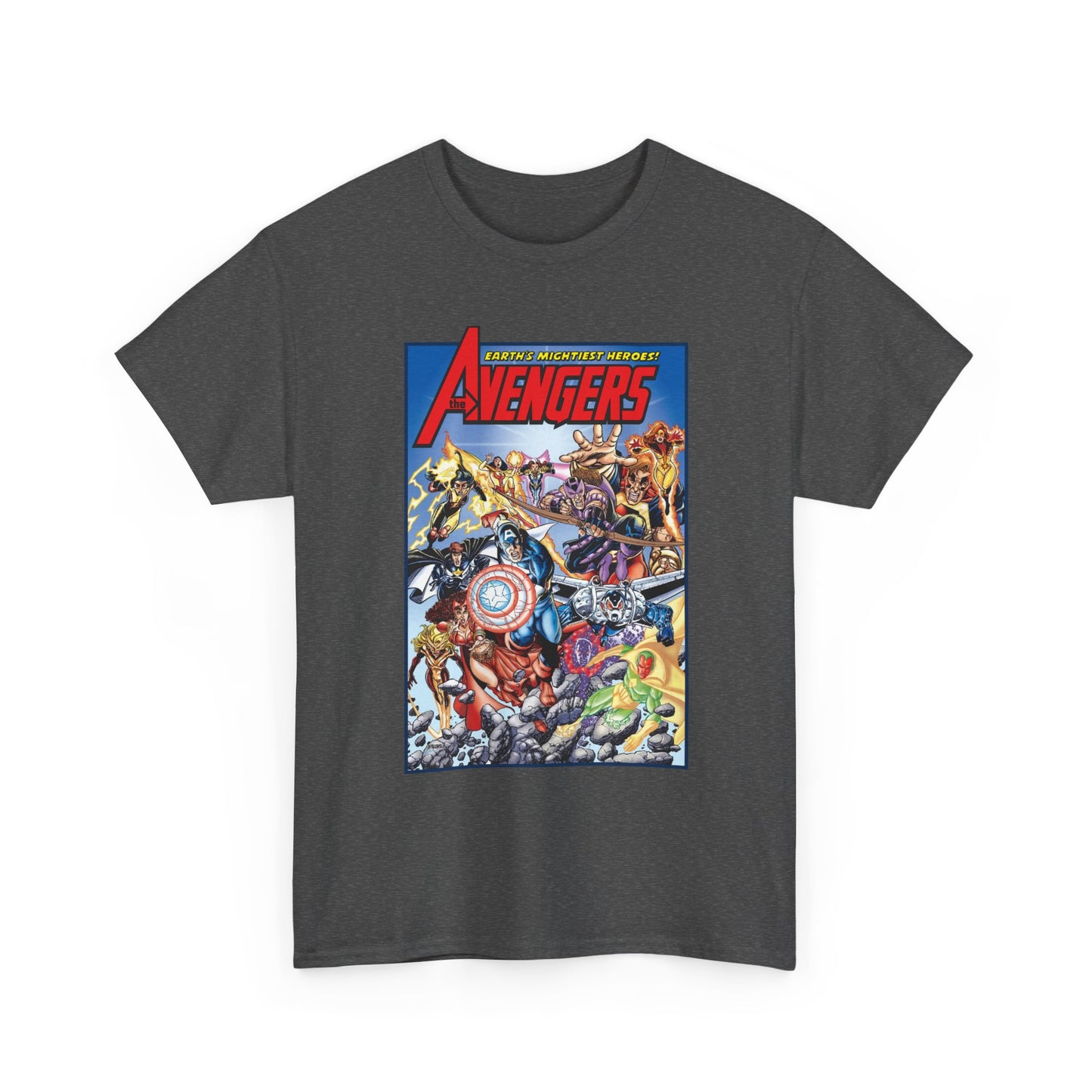Avengers & Thunderbolts T-Shirt - George Perez Art - Captain America, Iron Man, Wonder Man, Scarlet Witch, Hawkeye, Citizen V, MACH-1, Techno, Atlas, Songbird - Marvel Comics