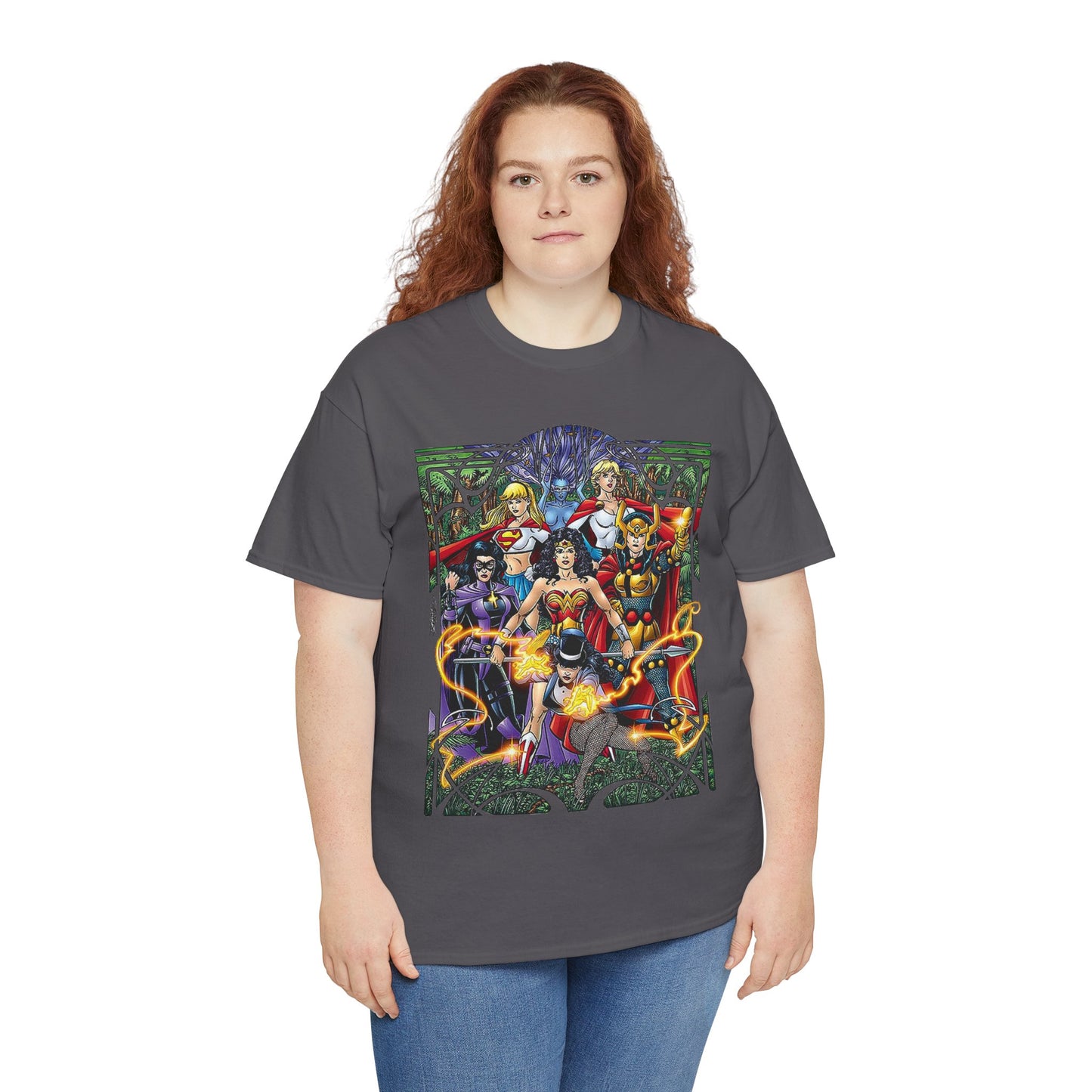 Justice League of Amazons T-Shirt - George Perez Art - Wonder Woman, Zatanna, Supergirl, Power Girl, Huntress, Big Barda - JLA - DC Comics