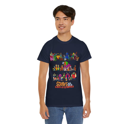 Scooby's All-Star Laff-A-Lympics T-Shirt - Hanna-Barbera Cartoon - Speed Buggy, Yogi Bear, Grape Ape, Scooby Dum, Shaggy, Wally Gator