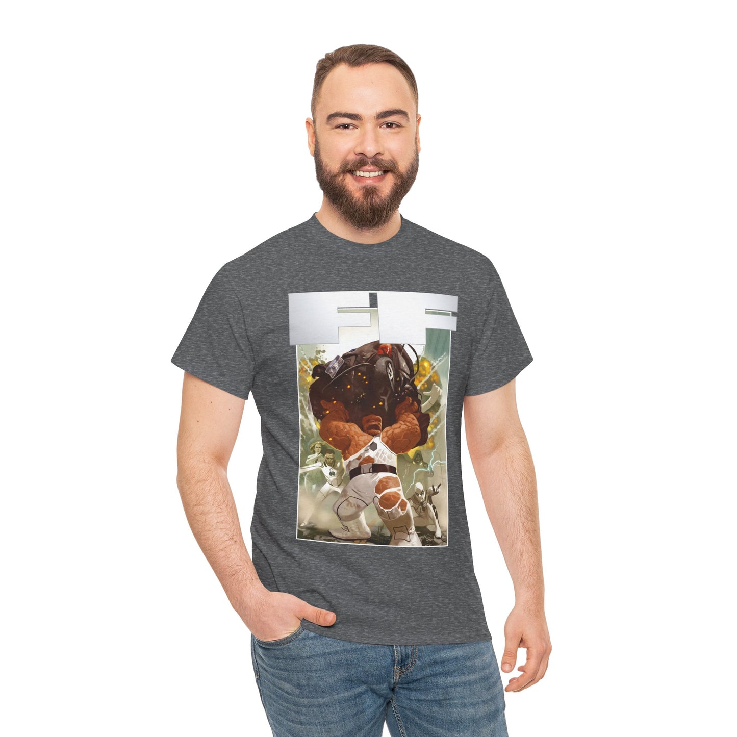 FF T-Shirt - Daniel Acuna Art - Fantastic Four - Mr. Fantastic, Invisible Woman, Thing, Spider-Man - Marvel Comics