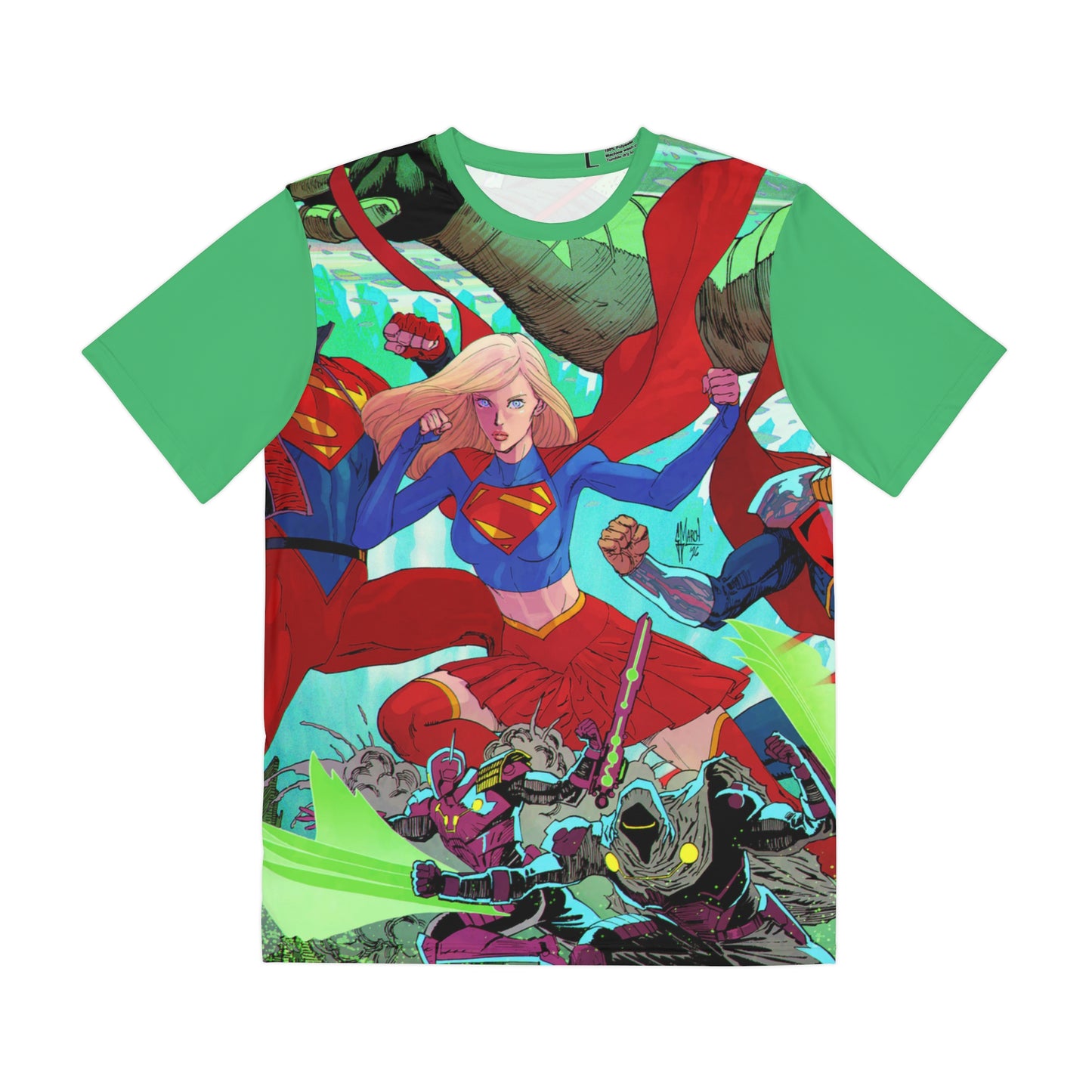 Superman: Kingdom of Zod All Over Print Tee (Polyester) - Guillem March Art - Supergirl, Superboy (IMPROVED PLACEMENT AND PRINTING TECHNIQUES)