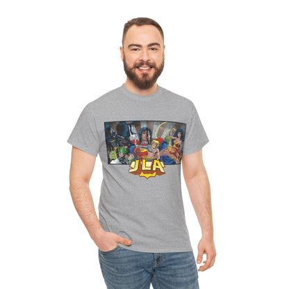 Justice League T-Shirt - Kevin Maguire Art - Superman, Wonder Woman, Batman, Flash, Aquaman, Martian Manhunter, Green Lantern - 90s Lineup - DC Comics