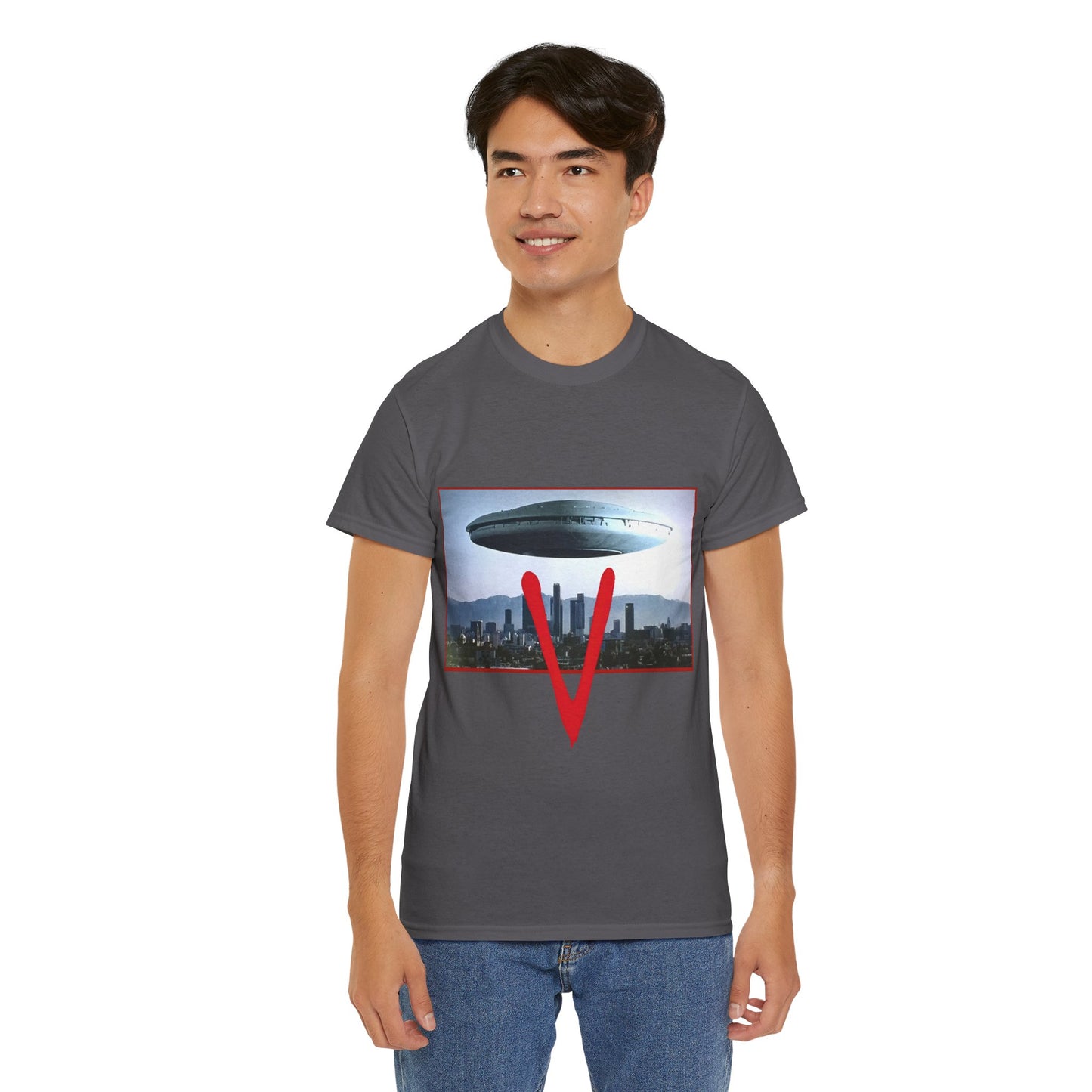 V T-Shirt - The Visitors Mothership - Popular NBC Sci-Fi TV Series from the 1980s
