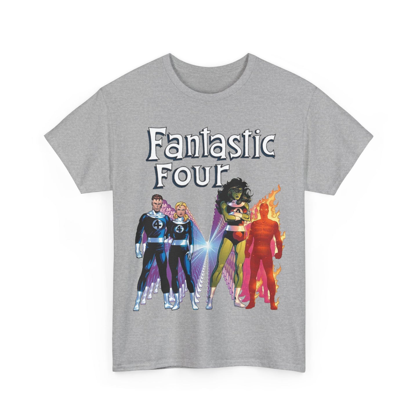 Fantastic Four T-Shirt - John Byrne Art - She-Hulk, Reed Richards, Human Torch, Invisible Woman - Marvel Comics