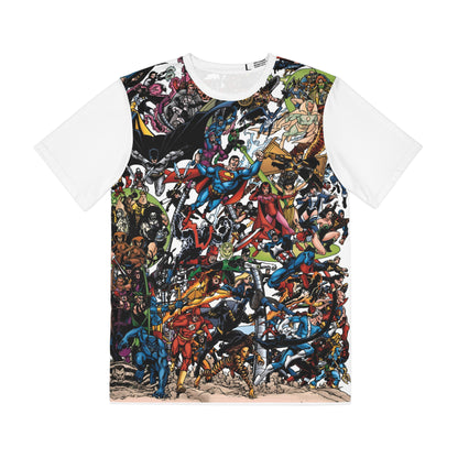 JLA Vs Avengers Polyester Tee (All-Over Print) - Iconic George Perez Wraparound Art - DC Comics