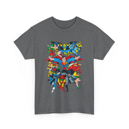 DC Legends T-Shirt - Linda Medley, Arthur Adams Art - Superman, Wonder Woman, Batman, Creeper, Black Canary, Guy Gardner, Blue Beetle, Booster Gold, Dr. Fate, Flash - DC Comics