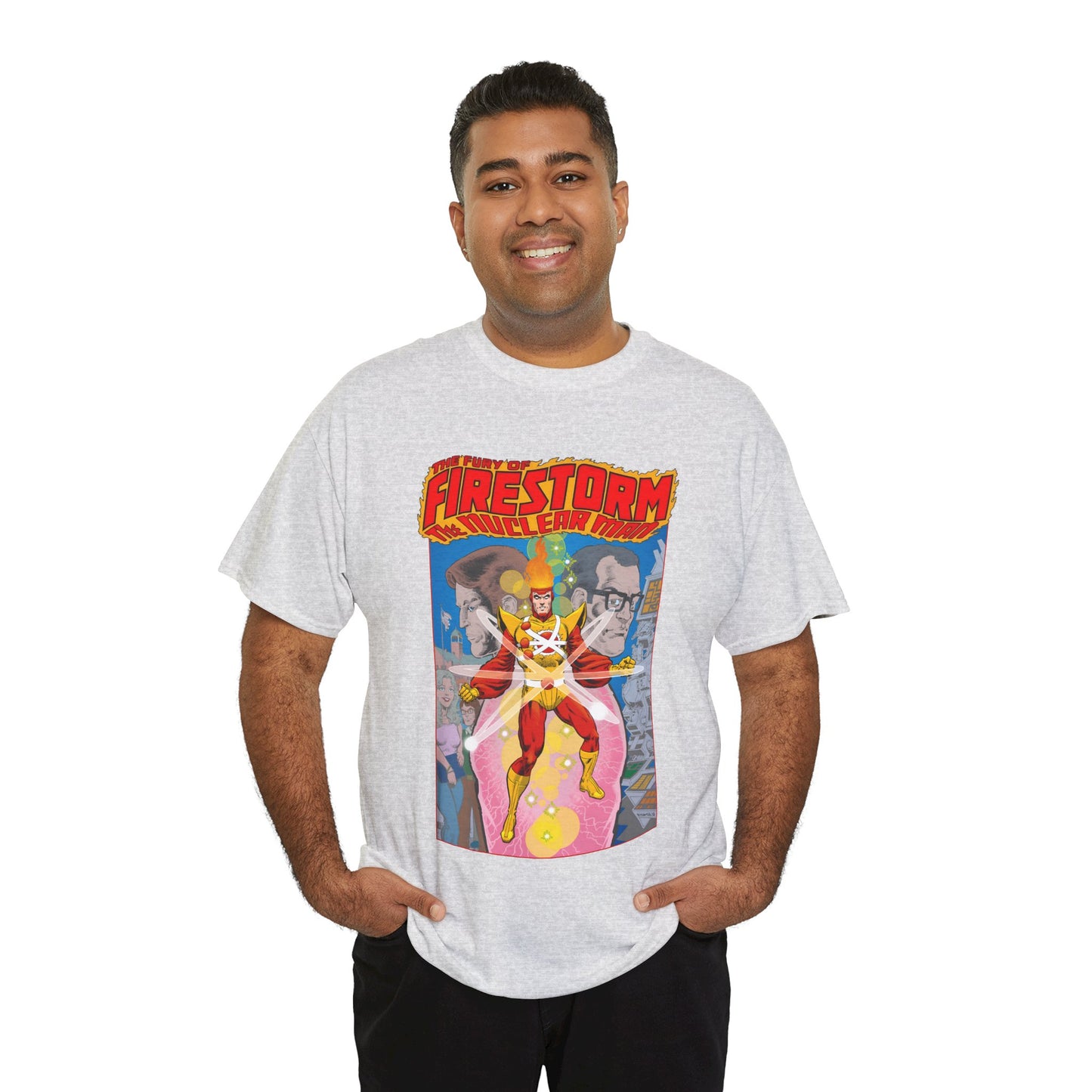 Fury of Firestorm T-Shirt - Pat Broderick Art - The Nuclear Man - Ronnie Raymond, Professor Martin Stein - DC Comics