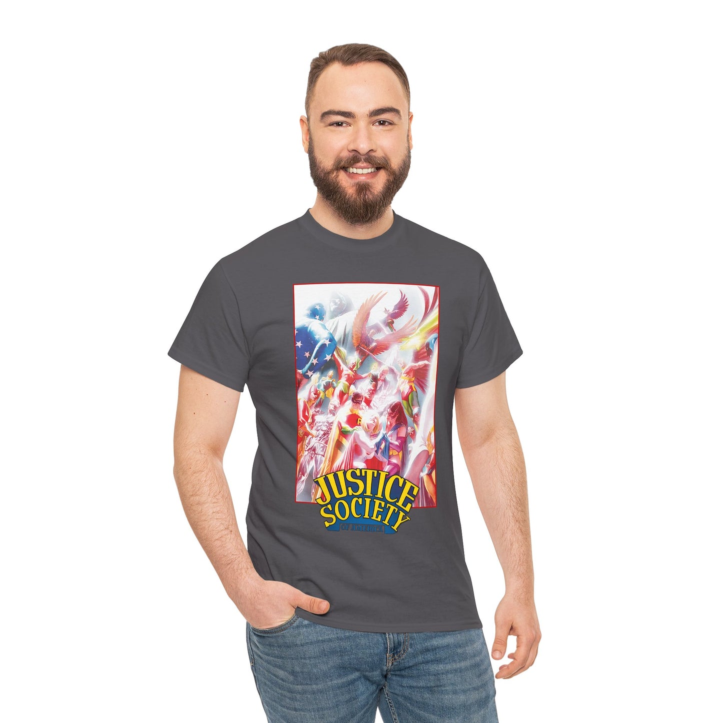 Justice Society of America T-Shirt - Alex Ross Art - JSA - Power Girl, Huntress, Robin, Starman, Hawkman - DC Comics