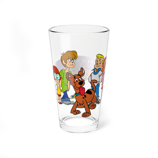A Pup Named Scooby Doo Pint Glass, 16oz - Shaggy, Velma, Freddy, Daphne - Classic Hanna-Barbera Cartoon