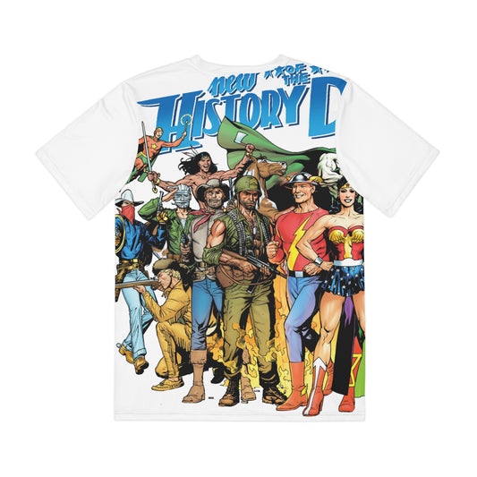 New History of the DC Universe All Over Print Tee (Polyester) - Ryan Sook Art - Black Canary, Wildcat, Green Lantern - DC Comics