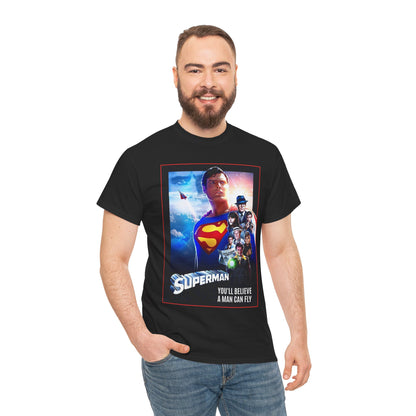 Superman The Movie T-Shirt - Christopher Reeve, Gene Hackman, Margot Kidder - Beloved 1970s Warner Brothers Movie - Krypton, Smallville, Metropolis - DC Comics