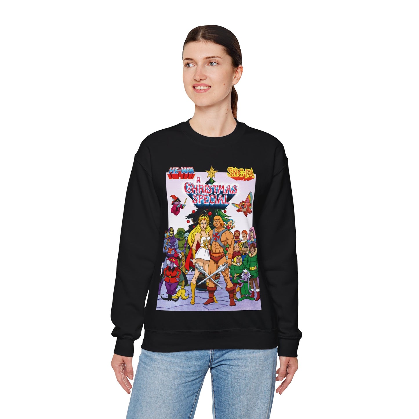 He-Man & She-Ra Christmas Crewneck Sweatshirt - Masters of the Universe, Princess of Power - Filmation Holiday Special