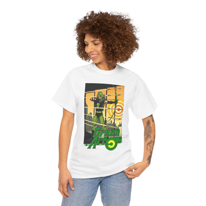 Green Arrow T-Shirt - George Perez Art - 1980s Justice League Postcard Art - JLA - DC Comics