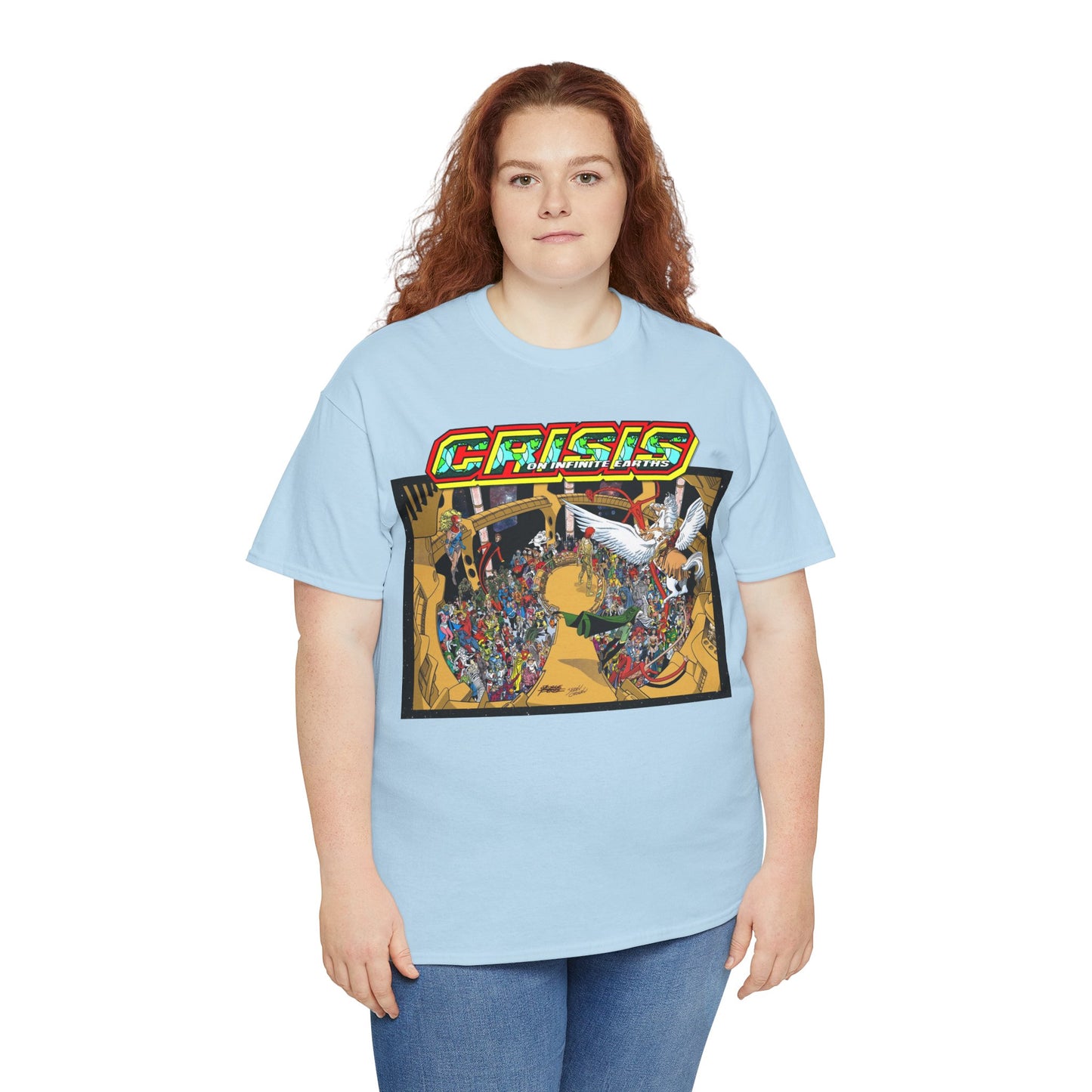 Crisis on Infinite Earths T-Shirt - George Perez & Jerry Ordway Art - The Monitor's Satellite - DC Comics
