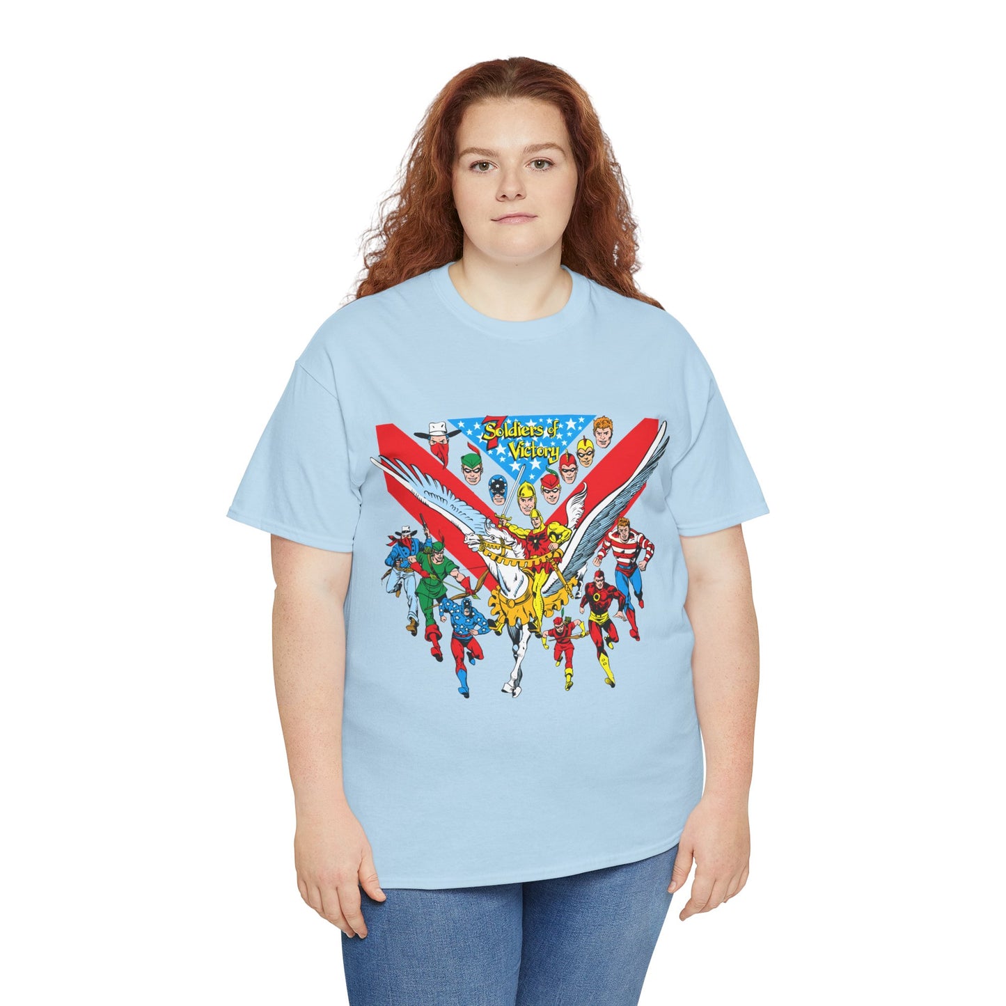 7 Soldiers of Victory T-Shirt - Speedy, Vigilante, Green Arrow, Stripesy, Crimson Avenger, Star-Spangled Kid - Golden Age Heroes of the DC Universe