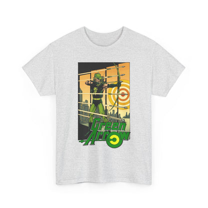 Green Arrow T-Shirt - George Perez Art - 1980s Justice League Postcard Art - JLA - DC Comics