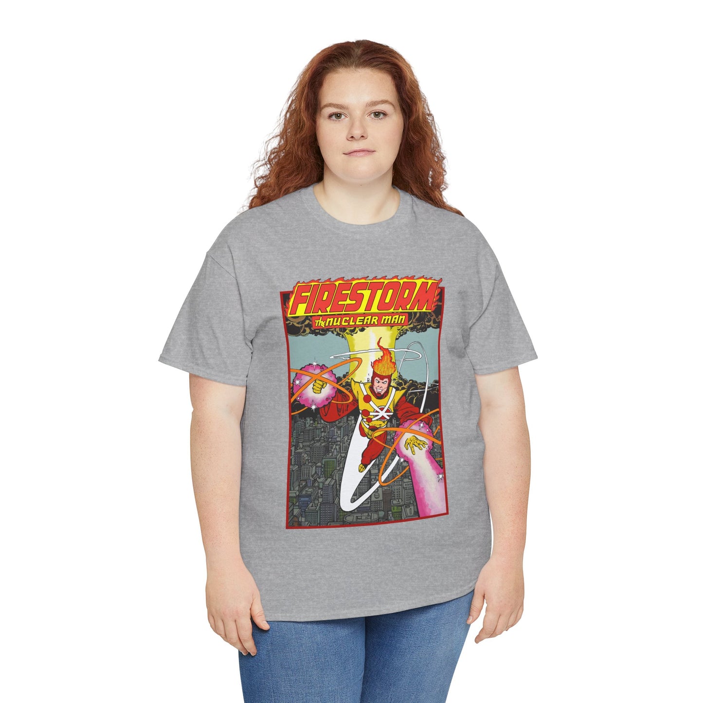 Firestorm the Nuclear Man T-Shirt - George Perez JLA Postcard Art 1980s - DC Comics - Justice League of America Member