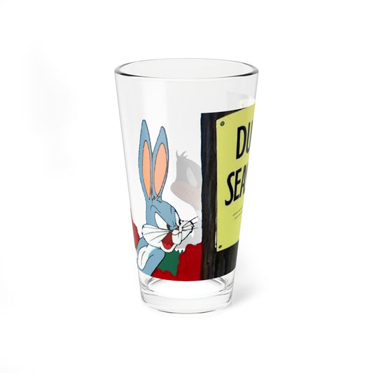 Bugs Bunny & Daffy Duck Pint Glass, 16oz - Rabbit/Duck Season - Looney Tunes