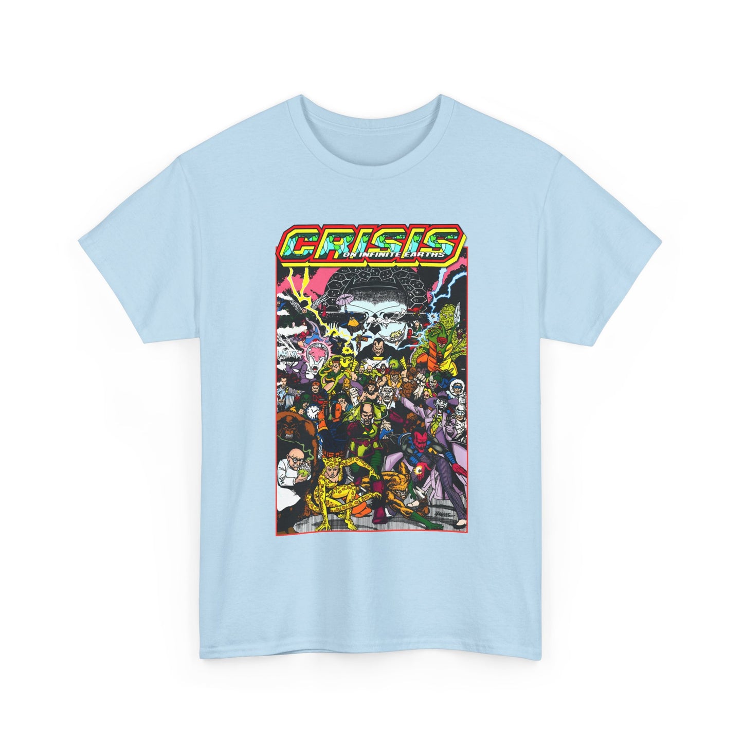 Crisis on Infinite Earths T-Shirt - DC Comics - George Perez Art - Joker, Lex Luthor, Cheetah, Solomon Grundy, Black Adam, Deathstroke, Validus - #9 Cover - DC Comics