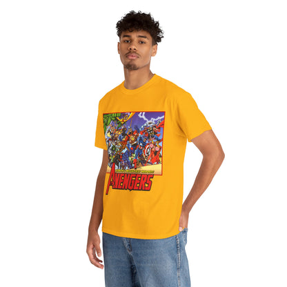 Avengers T-Shirt - George Perez Art - Marvel Comics - Captain America, Iron Man, Thor, She-Hulk, Hawkeye, Vision, Quicksilver - Classic Cover