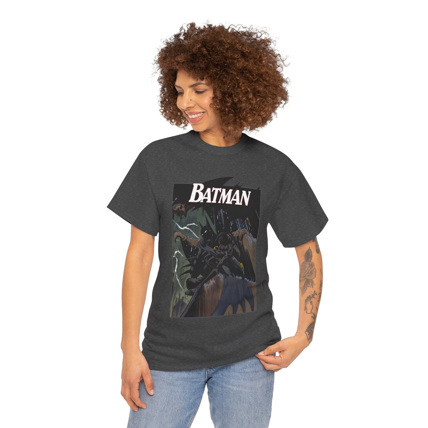 Batman T-Shirt - Norm Breyfogle Art - 1990s Dark Knight Detective - Gotham City - Perched on A Gargoyle - DC Comics
