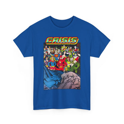 Crisis on Infinite Earths T-Shirt - George Perez Art - Supergirl, Flash, Huntress, Starman, Earth 3 Luthor, Lori Lemaris, Aquagirl, Earth 2 Robin - DC Comics