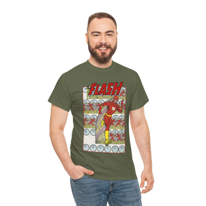 Flash T-Shirt - George Perez Art - JLA Postcard Set - 1980s Art - Justice League of America Satellite Era - Barry Allen, the Fastest Man Alive - DC Comics