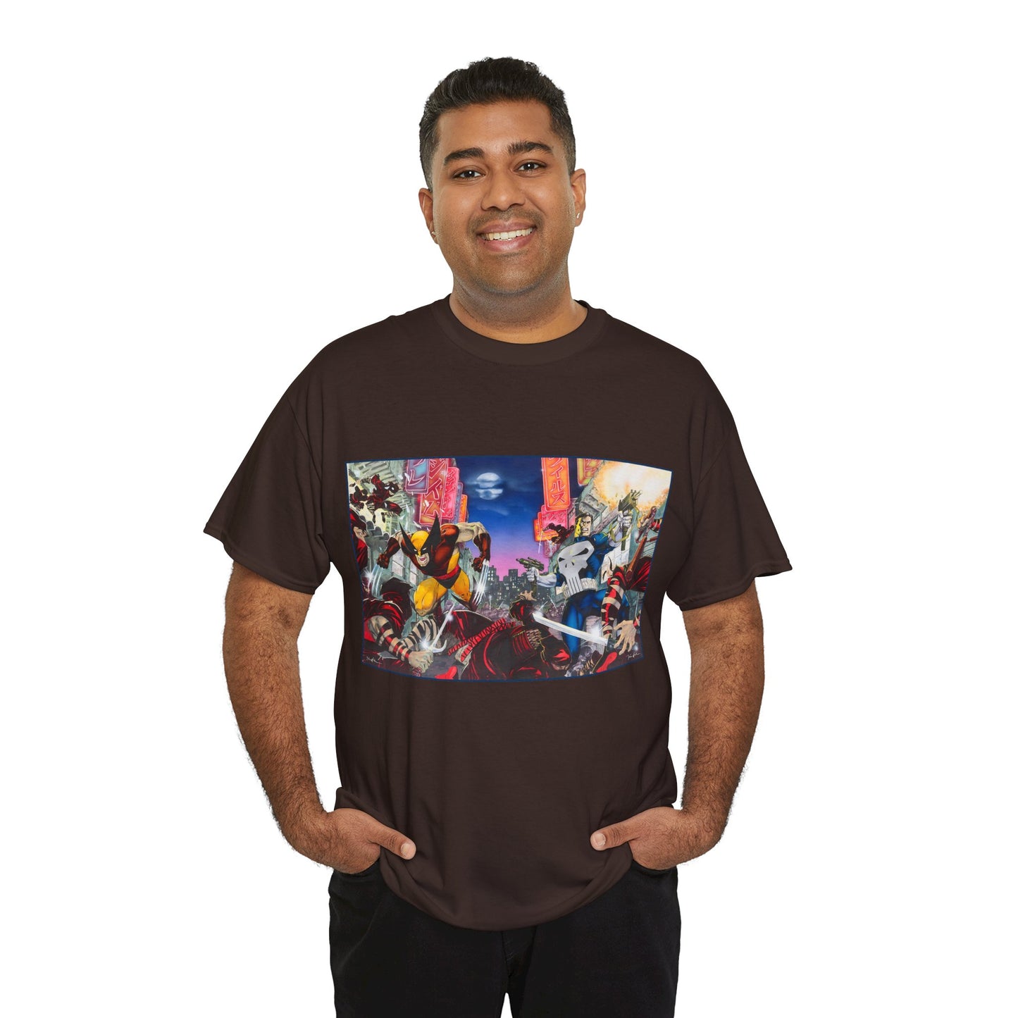 Wolverine & Punisher T-Shirt - Jim Lee Art - Vs The Hand - Marvel Comics