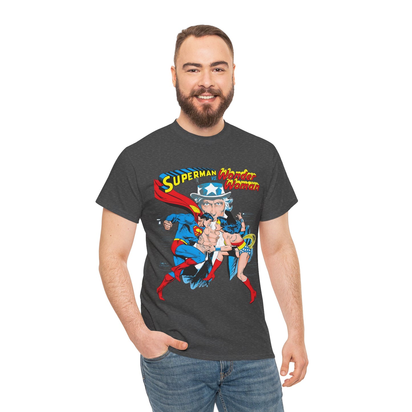 Superman Vs Wonder Woman T-Shirt - José Luis García-López Art - Popular 1970s Tabloid Story - DC Comics