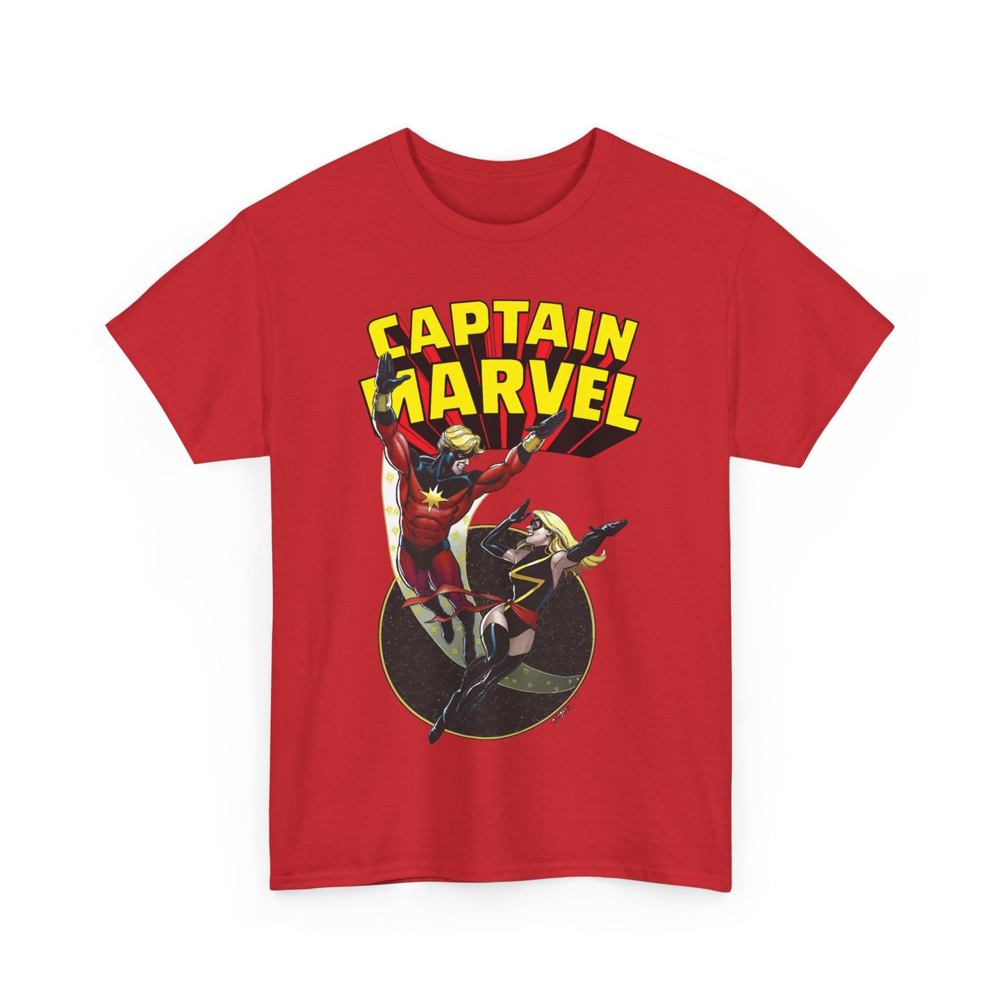 Captain Marvel T-Shirt - George Perez Art - Mar-Vell & Carol Danvers - Kree Empire - Marvel Comics