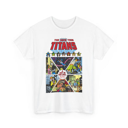 New Teen Titans T-Shirt - George Perez Art - #8 Cover - A Day in the Life - Robin, Wonder Girl, Cyborg, Starfire, Raven, Changeling, Kid Flash - DC Comics