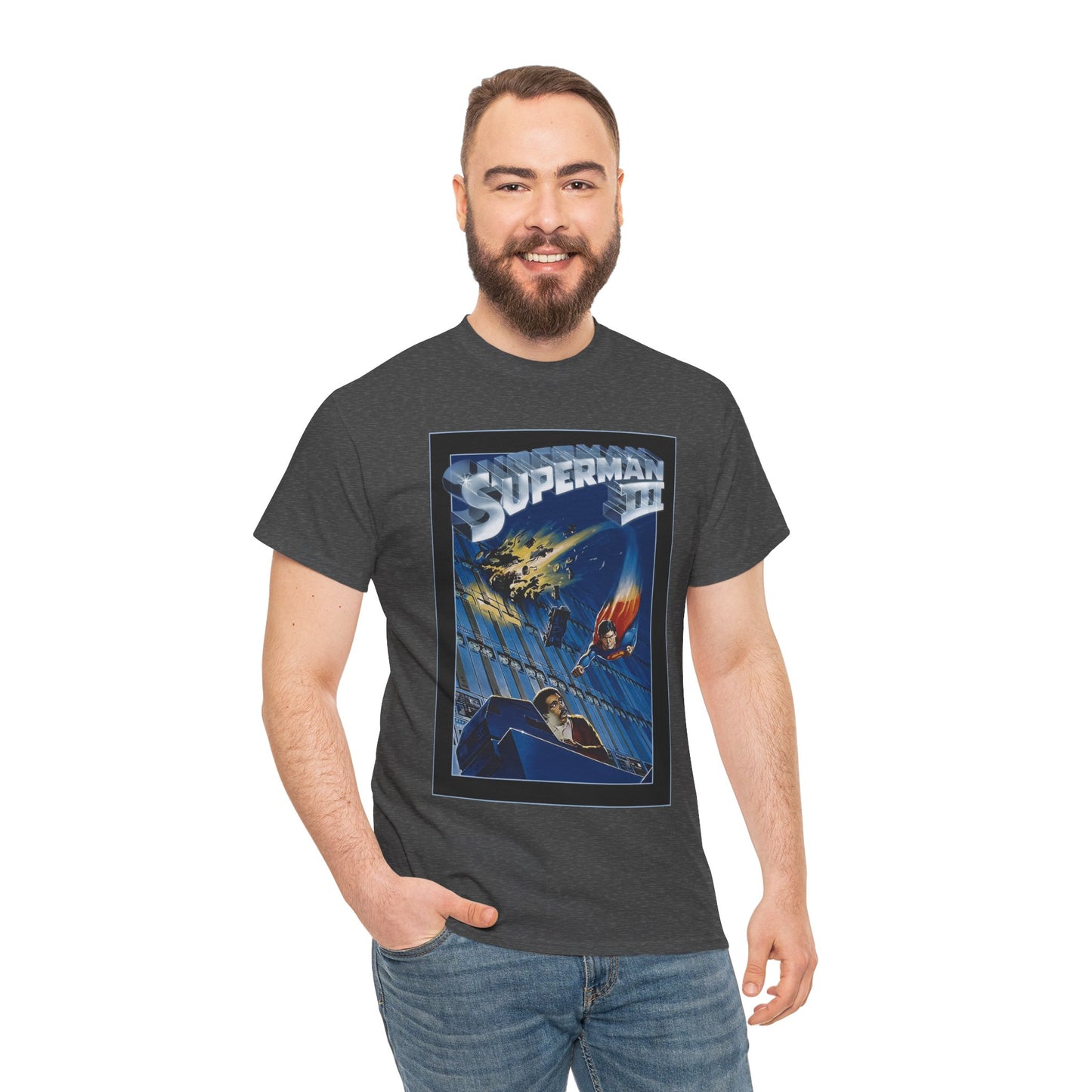 Superman III T-Shirt - Movie Poster Art - Christopher Reeve & Richard Pryor - Metropolis, Man of Steel - DC Comics