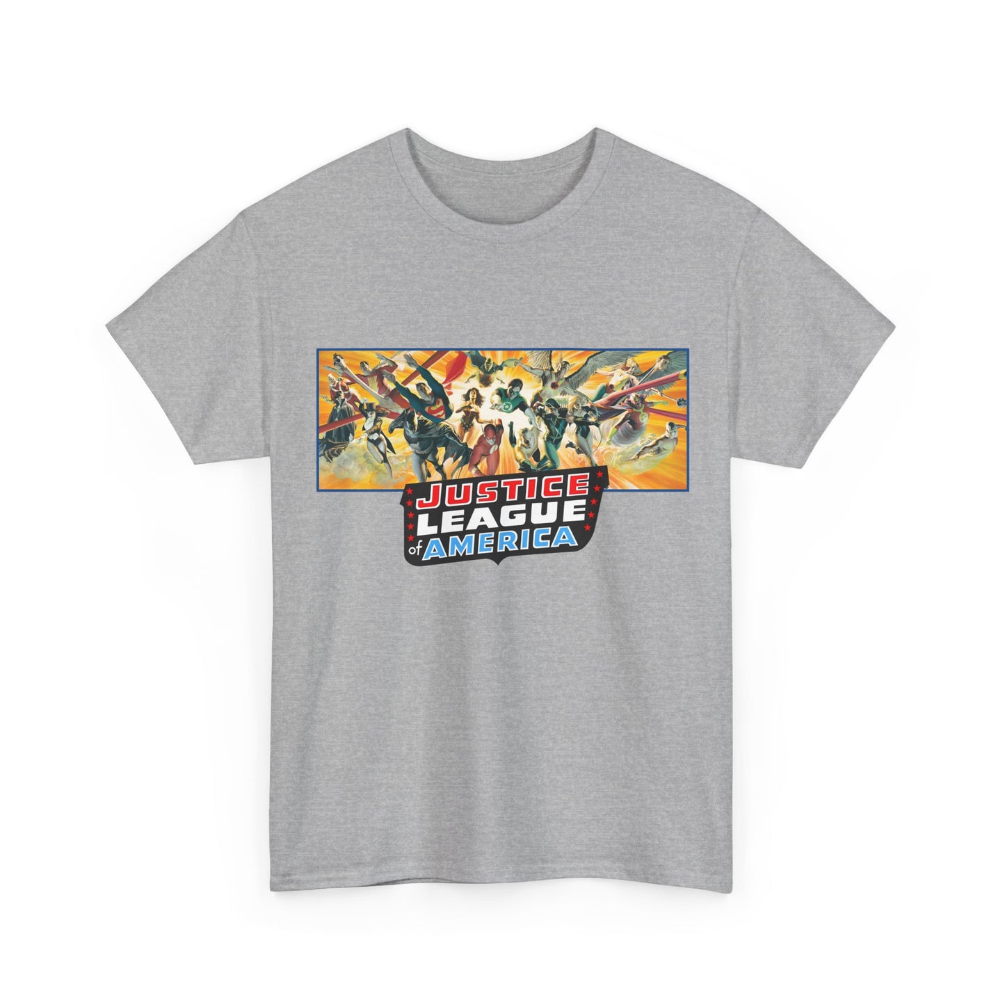 Justice League T-Shirt - Alex Ross Art - Superman, Batman, Wonder Woman, Black Canary, Hawkman, Green Lantern, Adam Strange, Plastic Man, Zatanna - DC Comics