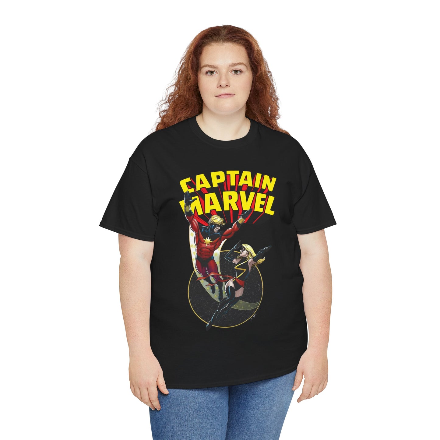 Captain Marvel T-Shirt - George Perez Art - Mar-Vell & Carol Danvers - Kree Empire - Marvel Comics
