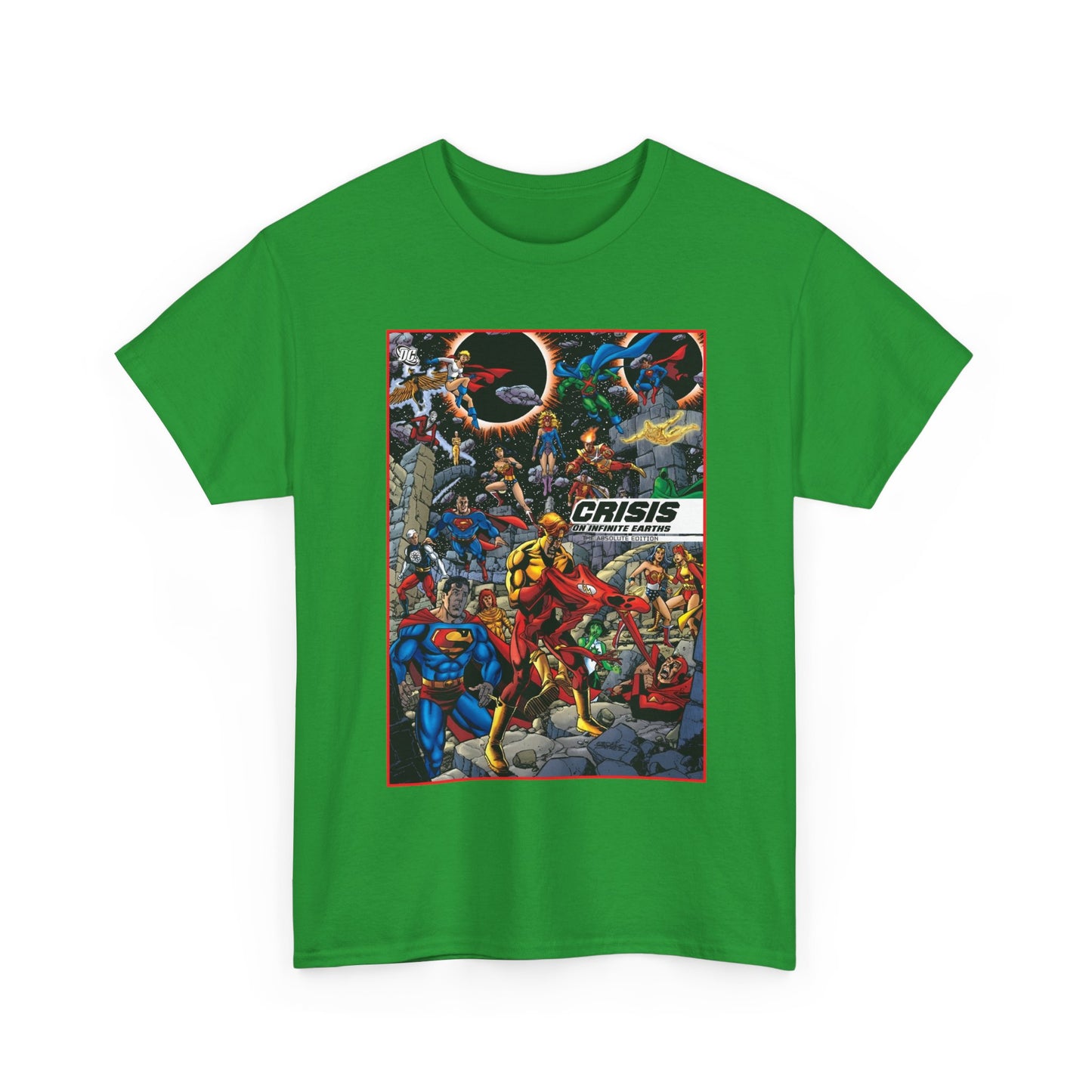 Crisis on Infinite Earths T-Shirt - George Perez Art - Absolute Edition Cover - Flash, Supergirl, Wonder Woman, Kid Flash, Psycho Pirate, Harbinger - DC Comics