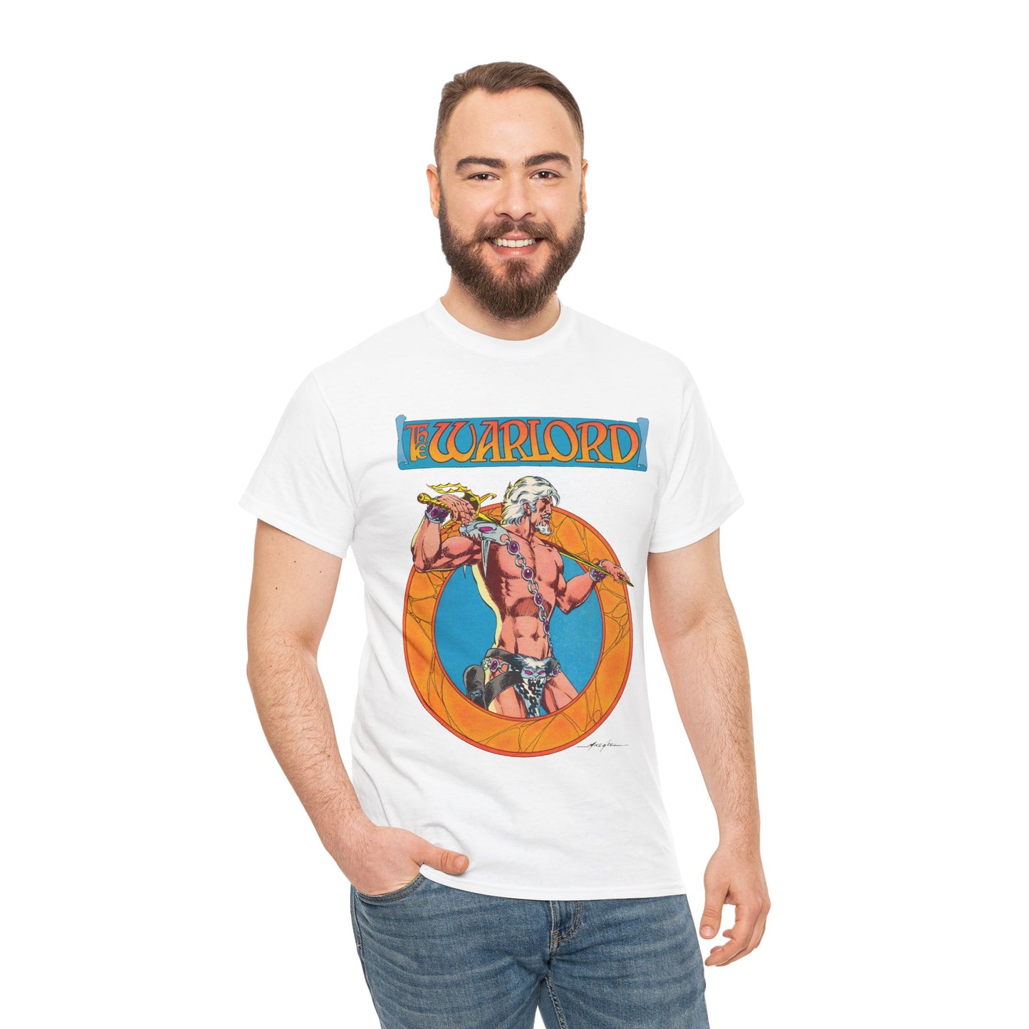 Warlord T-Shirt - Mike Grell Art - Skartaris - Travis Morgan - DC Comics 1970s Sword & Sorcery Series