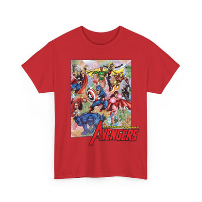 Avengers T-Shirt - George Perez Art - Captain America, Iron Man, Thor, Scarlet Witch, Black Panther, Wonder Man, Beast, Vision - Marvel Comics